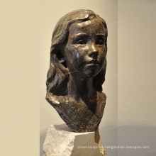 High quality custom bronze beautiful girl bust statue head sculpture